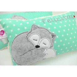Fuchskissen Fuchs Fox Namenskissen Taufkissen Kuschelkissen Kindergartenkissen Geburtsgeschenk