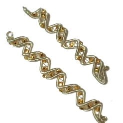 Funkelnde Spiralperlen Set handgewebt silberfarben Glasperlen goldfarben bicolor handmade Brautschmuck Zopfperle