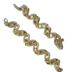 Funkelnde Spiralperlen Set handgewebt silberfarben Glasperlen goldfarben bicolor handmade Brautschmuck Zopfperle