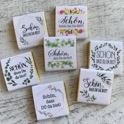 Gastgeschenk Hochzeit | Schokolade Schokotäfelchen | Schön, dass Du da bist!