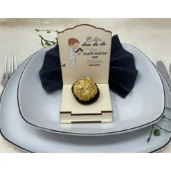 Gastgeschenk Kommunion personalisiert Halter Holz für Schokokugel, Gastgeschenk Taufe, Gastgeschenke Konfirmation,
