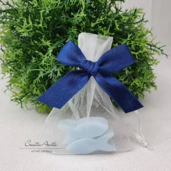 Gastgeschenk mit 2 Seifenfische - FISCHE vergissmeinnicht hellblau - Dunkelblau dekoriert - personalisiert