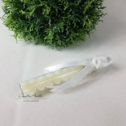 Gastgeschenk mit 5 Seifenherzen i. Reagenzglas NATUR - Weiß - CREME