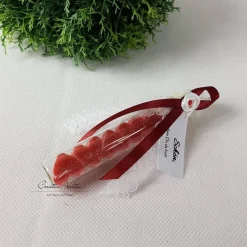 Gastgeschenk mit 5 Seifenherzen i. Reagenzglas - Rot - Granatapfel