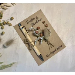 Gastgeschenk mit Kuli & Trockenblumen Hochzeit
