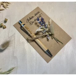 Gastgeschenk mit Kuli & Trockenblumen Hochzeit