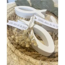 Gastgeschenke / Fische - Taufe - Kommunion - Konfirmation - Firmung - „Schön, dass du da bist“ - handgefertigt, Deko