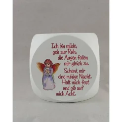 Gebetswürfel „Engelgebete“ weiß lackiert bemalt 6 cm.Taufgeschenk,Christliche Geschenk