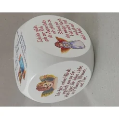 Gebetswürfel „Engelgebete“ weiß lackiert bemalt 6 cm.Taufgeschenk,Christliche Geschenk