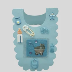 Geburt Glückwunschkarte  im Baby-Latz-Design Blau