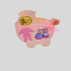 Geburt Glückwunschkarte im Kinderwagen-Design Rosa