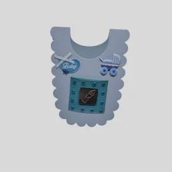 Geburt Glückwunschkarte  im Baby-Latz-Design Blau