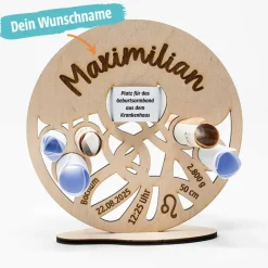 Geburtsbaum aus Holz | personalisierter Lebensbaum für Krankenhaus-Armband Geld Botschaft