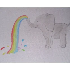 Geburtsbild Elefant mit Regenbogen personalisiert mit Namen
