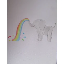 Geburtsbild Elefant mit Regenbogen personalisiert mit Namen