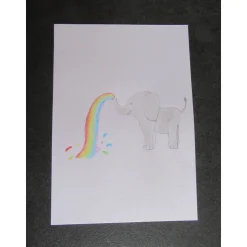 Geburtsbild Elefant mit Regenbogen personalisiert mit Namen