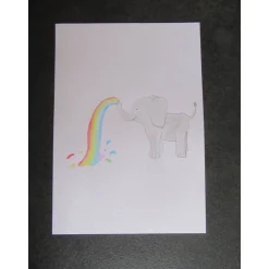 Geburtsbild Elefant mit Regenbogen personalisiert mit Namen