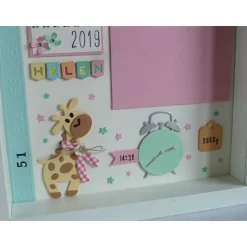 Geburtsrahmen/Geschenk zur Geburt/Taufe, Bilderrahmen für ein Mädchen, personalisiert mit den Geburtsdaten