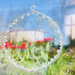 Geburtsstein April - Fensterdeko mit Heilstein Bergkristall - Karte zum Geburtstag oder zur Geburt
