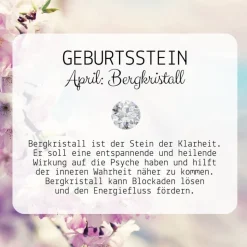 Geburtsstein April - Fensterdeko mit Heilstein Bergkristall - Karte zum Geburtstag oder zur Geburt
