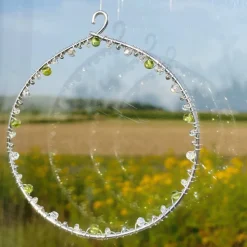 Geburtsstein August - Fensterdeko mit Heilstein Peridot - Karte zum Geburtstag oder zur Geburt