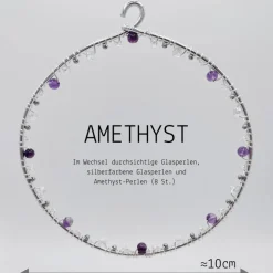 Geburtsstein Februar - Fensterdeko mit Heilstein Amethyst - Karte zum Geburtstag oder zur Geburt