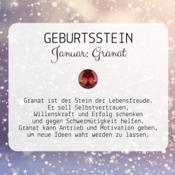 Geburtsstein Januar - Fensterdeko mit Heilstein Granat - Karte zum Geburtstag oder zur Geburt