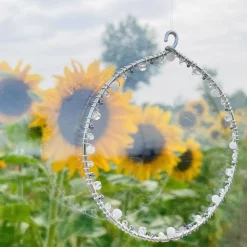 Geburtsstein Juni - Fensterdeko mit Heilstein Mondstein - Karte zum Geburtstag oder zur Geburt
