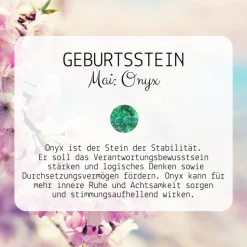 Geburtsstein Mai - Fensterdeko mit Heilstein Onyx - Karte zum Geburtstag oder zur Geburt