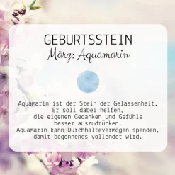 Geburtsstein März - Fensterdeko mit Heilstein Aquamarin - Karte zum Geburtstag oder zur Geburt