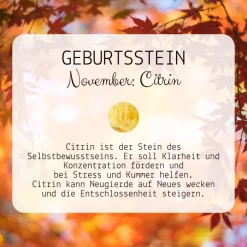 Geburtsstein November - Fensterdeko mit Heilstein Citrin - Karte zum Geburtstag oder zur Geburt