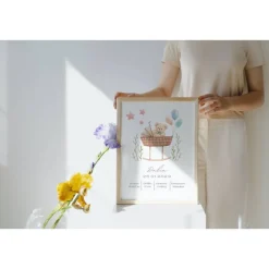 Geburtstafel Bär | Geburtsdaten Poster Babybett | Geburtsposter Babywiege | Geburtsanzeige | Geburtsbild | personalisier