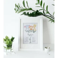 Geburtstafel Tiere Elefant | Geburtsdaten Poster Wild Ones | Geburtsposter | Geburtsanzeige | Geburtsbild | personalisie