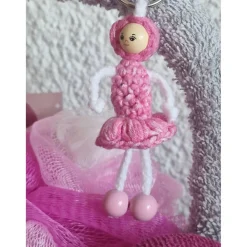 Geburtstag Geschenkkorb Wellness pink Jute personalisiert mit Schlüsselanhänger & Handtuch Torte