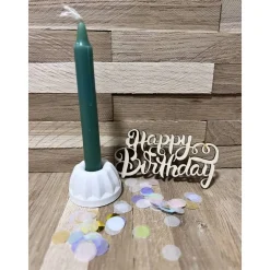 Geburtstag to go / Kleine Geschenktüten mit Gugelhupf Kerzenhalter, Kerze, Konfetti und Mini Holzschild