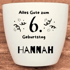 Geburtstagsgeschenk - Blumentopf graviert - 6. Geburtstag