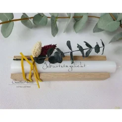 Geburtstagsgeschenk - Stabkerze mit Spruch -Geburtstagslicht- mit Holz - Freundinnengeschenk
