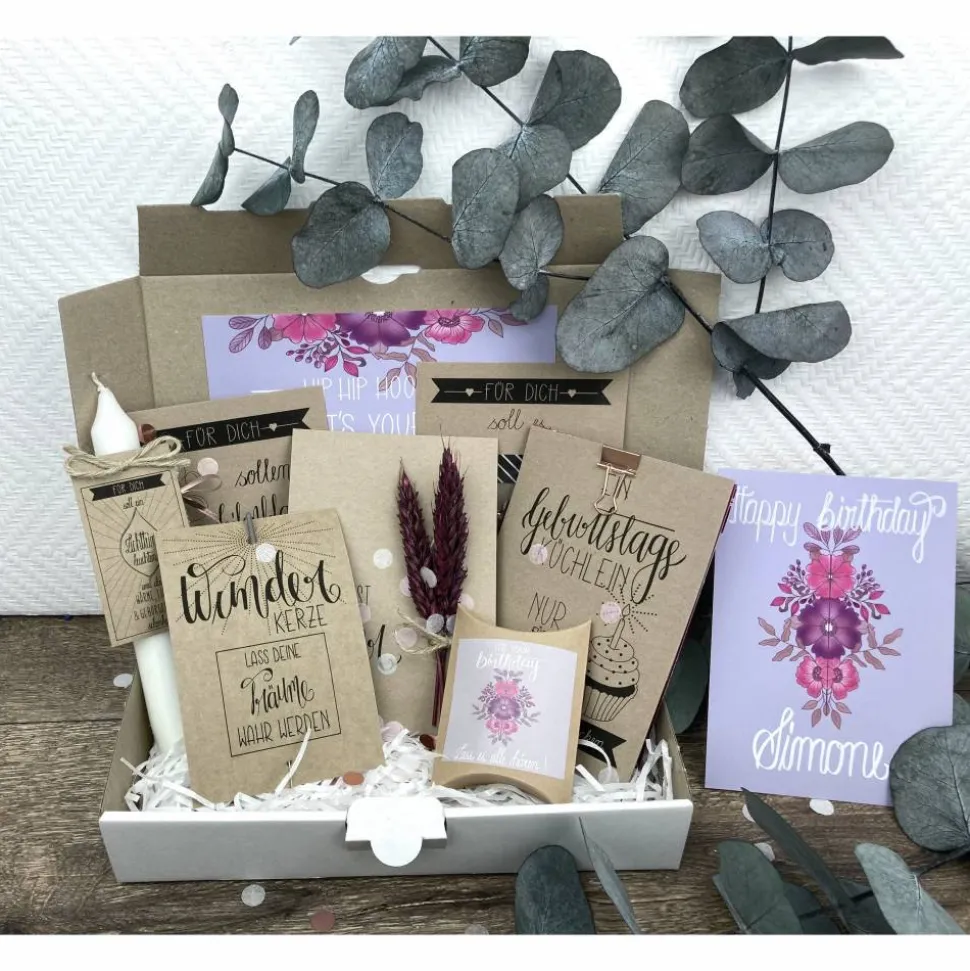 Geburtstagsgeschenk für Frauen mit Trockenblumen personalisiert, Geschenk für Schwester und Freundin