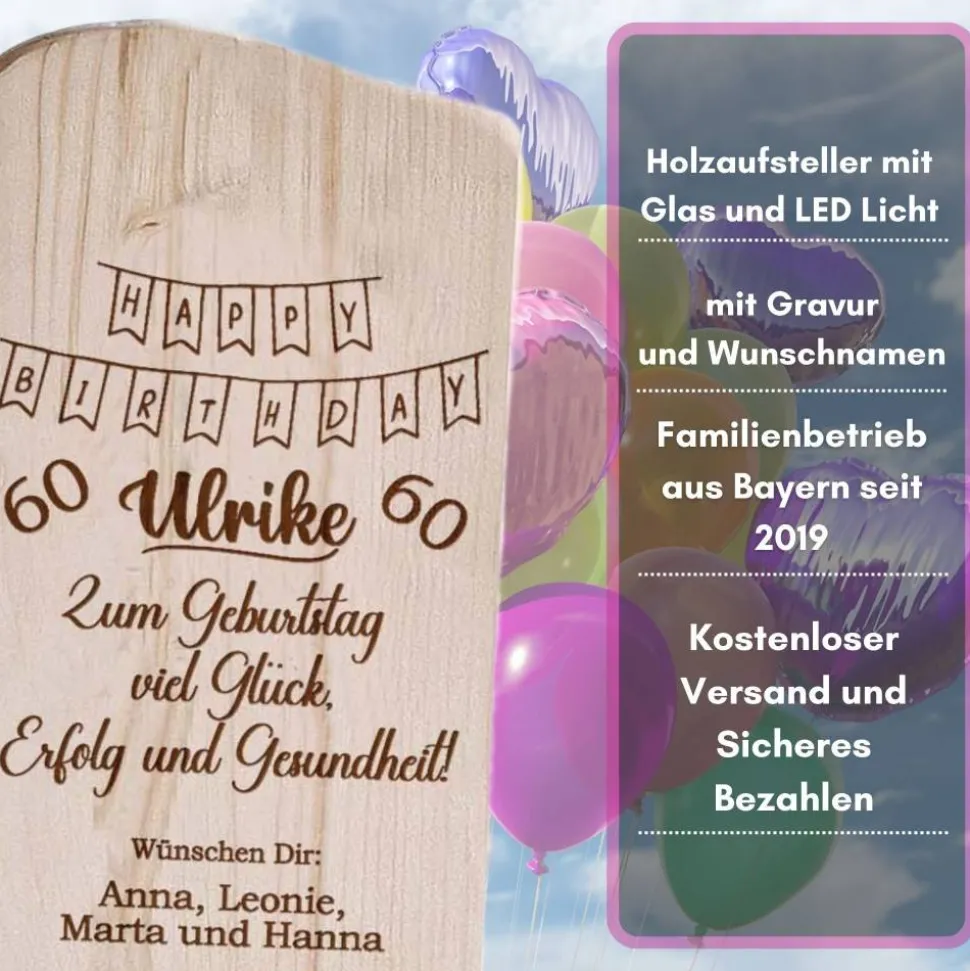 Geburtstagsgeschenk Holzschild personalisiert mit Namen und dem Alter ( Jedes Alter)