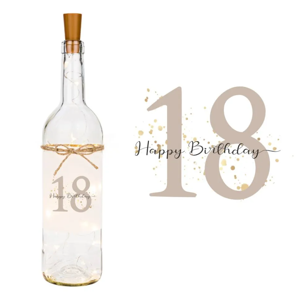 Geburtstagsgeschenk, Personalisiertes Flaschenlicht mit Zahl zum Geburtstag, Happy Birthday Geschenk