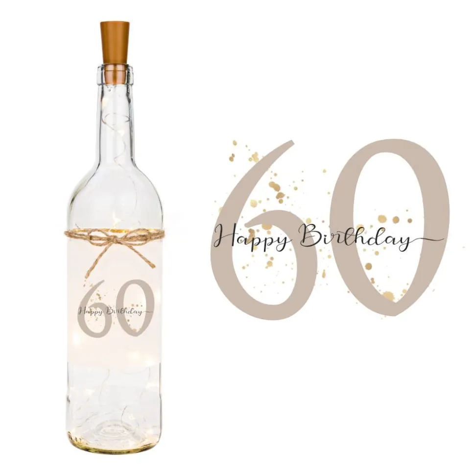 Geburtstagsgeschenk, Personalisiertes Flaschenlicht mit Zahl zum Geburtstag, Happy Birthday Geschenk