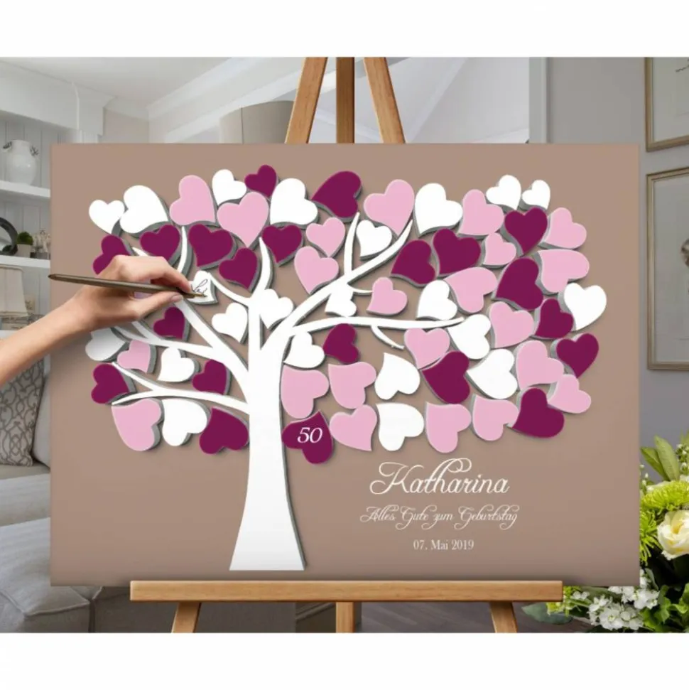 Geburtstagsgästebuch Leinwand kreativ mit Fingerabdruck Geburtstagsgeschenk Gästebuch Partydekoration Gästebaum