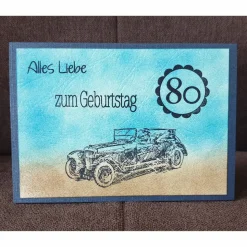 Geburtstagskarte " Alles Liebe zum Geburtstag und 80ziger " Oldtimer , VintageLook