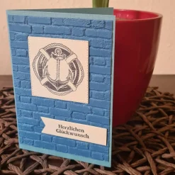 Geburtstagskarte - Anker und Rettungsring - Herzlichen Glückwunsch