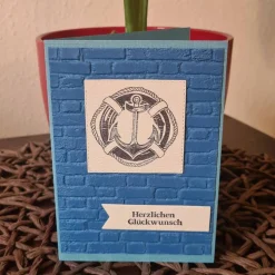 Geburtstagskarte - Anker und Rettungsring - Herzlichen Glückwunsch