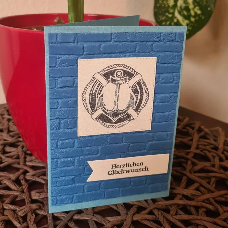 Geburtstagskarte - Anker und Rettungsring - Herzlichen Glückwunsch