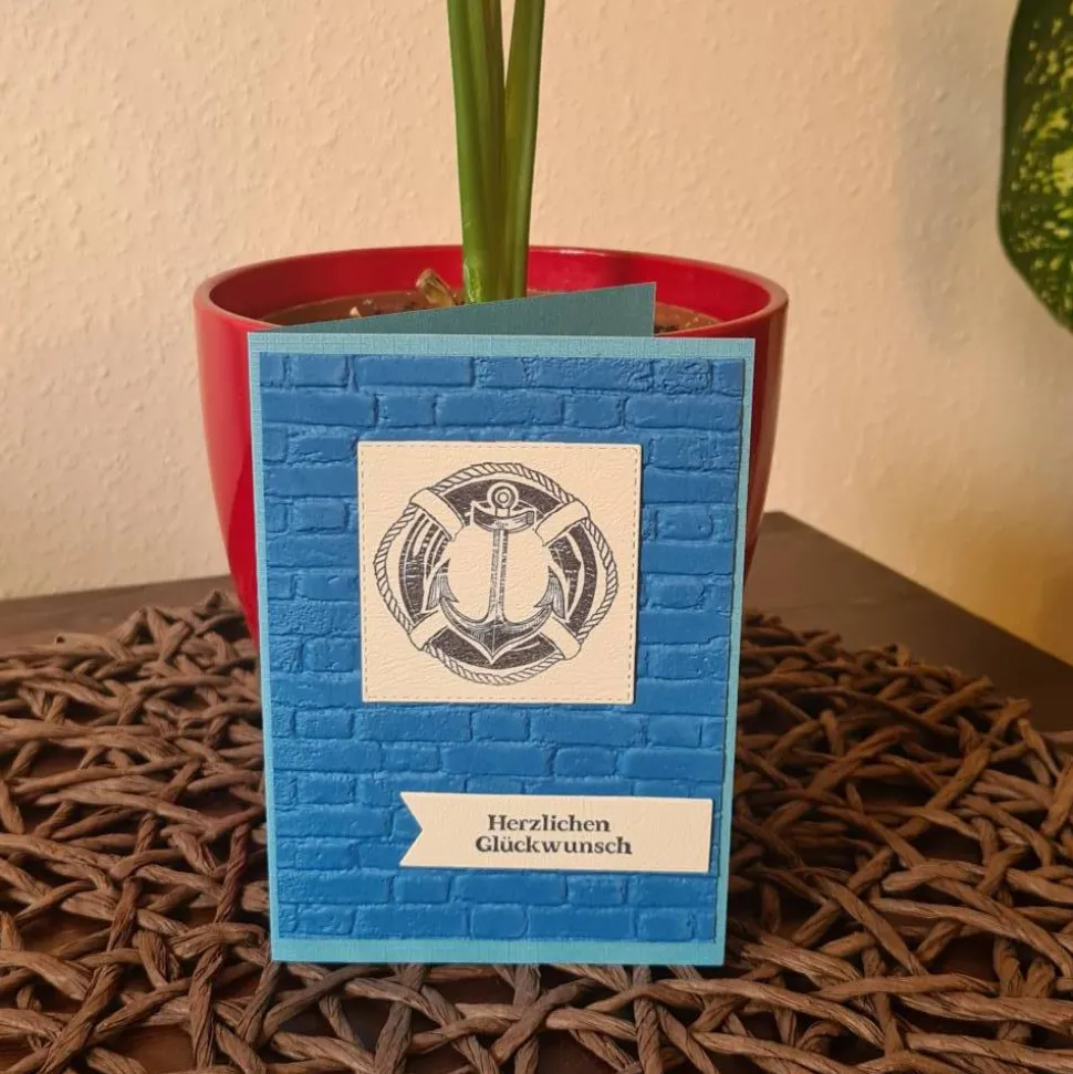 Geburtstagskarte - Anker und Rettungsring - Herzlichen Glückwunsch