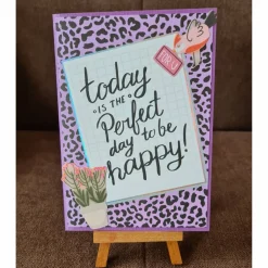 Geburtstagskarte " Blumentopf und kleiner Vogel "