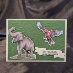 Geburtstagskarte / Elefantmotiv / Herzlichen Glückwunsch / Besondere Anlässe / Einzigartige Geburtstagskarte / Elefanten