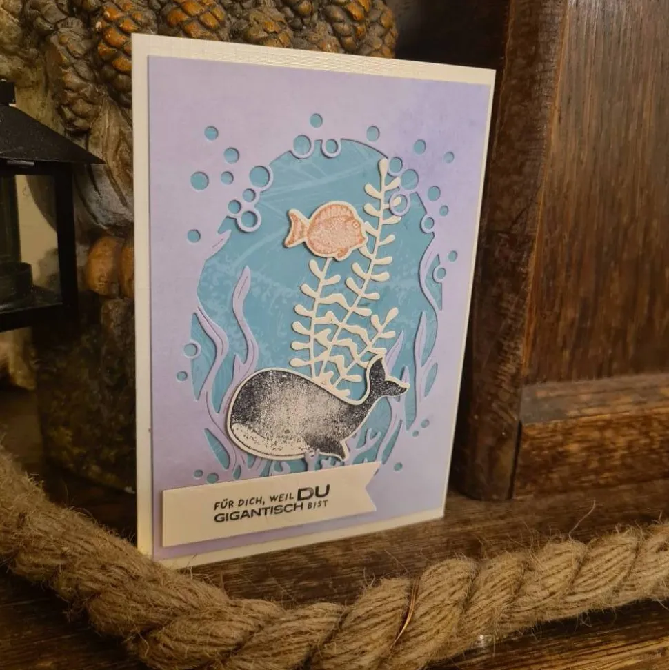Geburtstagskarte - Für dich , weil du gigantisch bist - Wal - Fische